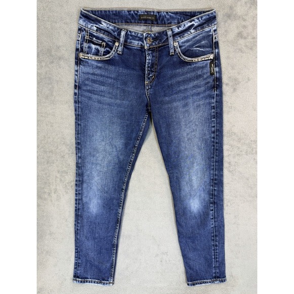 Silver Jeans Denim - Silver Jeans Womens 26 Blue Denim Medium Wash Mid‎ Rise Boyfriend Stretch